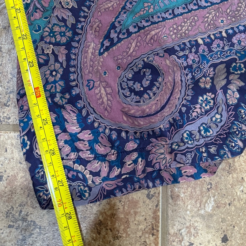 VTG Victoria’s Secret 100% Silk Straight Pants Paisley Medium Large Loungewear - Picture 5 of 11